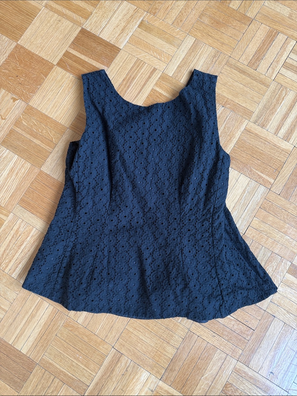 Women's Black Eyelet Sleeveless Top